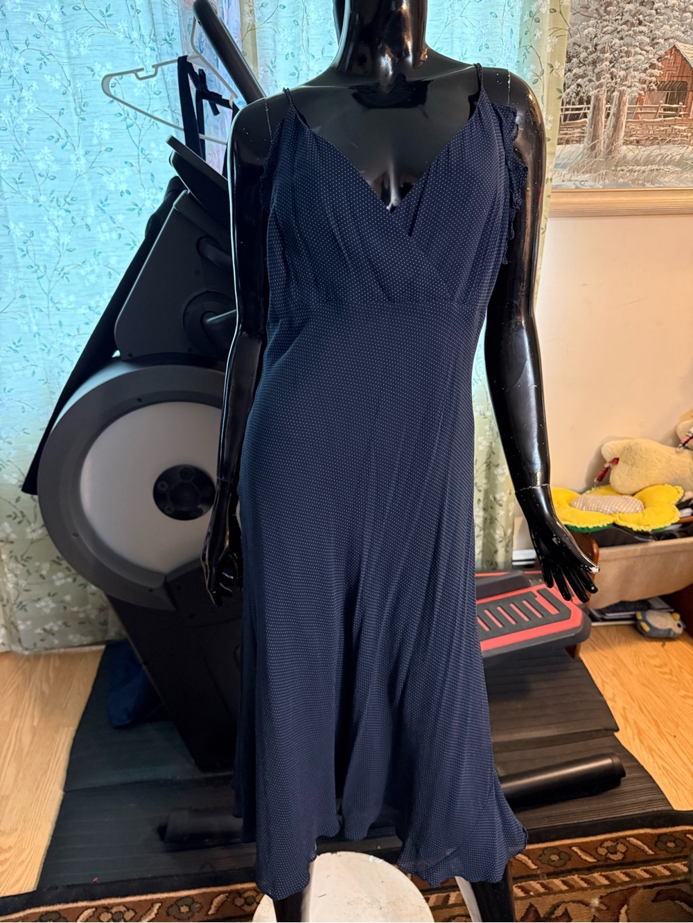 Ralph Lauren Navy Midi Slip Dress Silk!